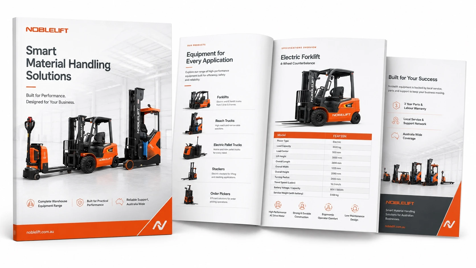 Noblelift product brochure mockups