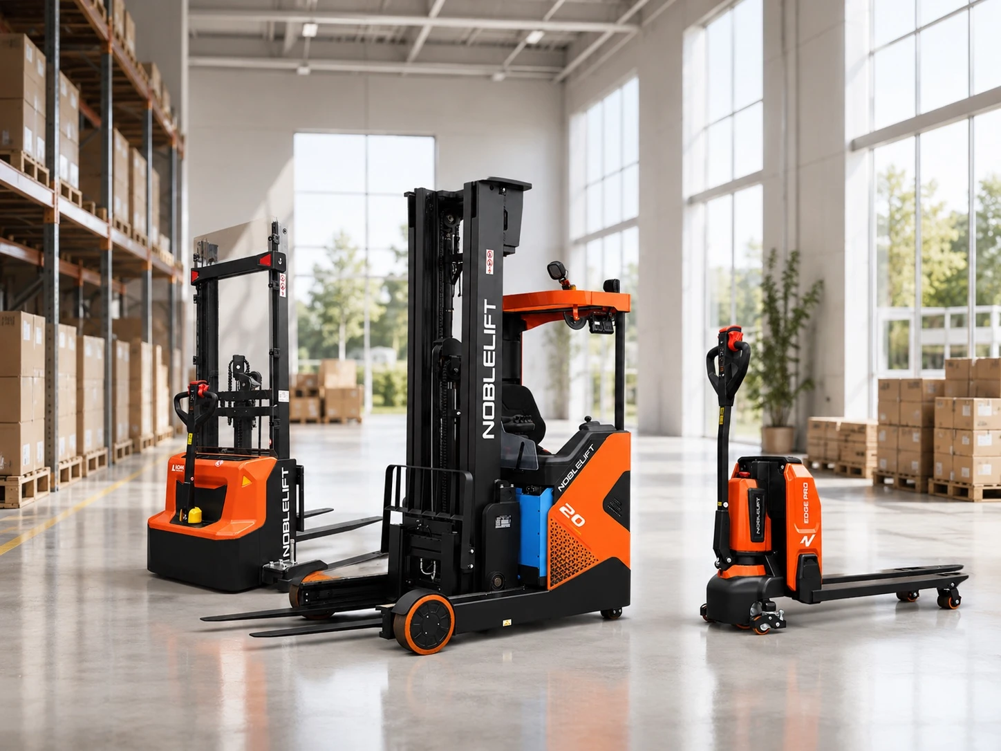 Electric warehouse equipment pair